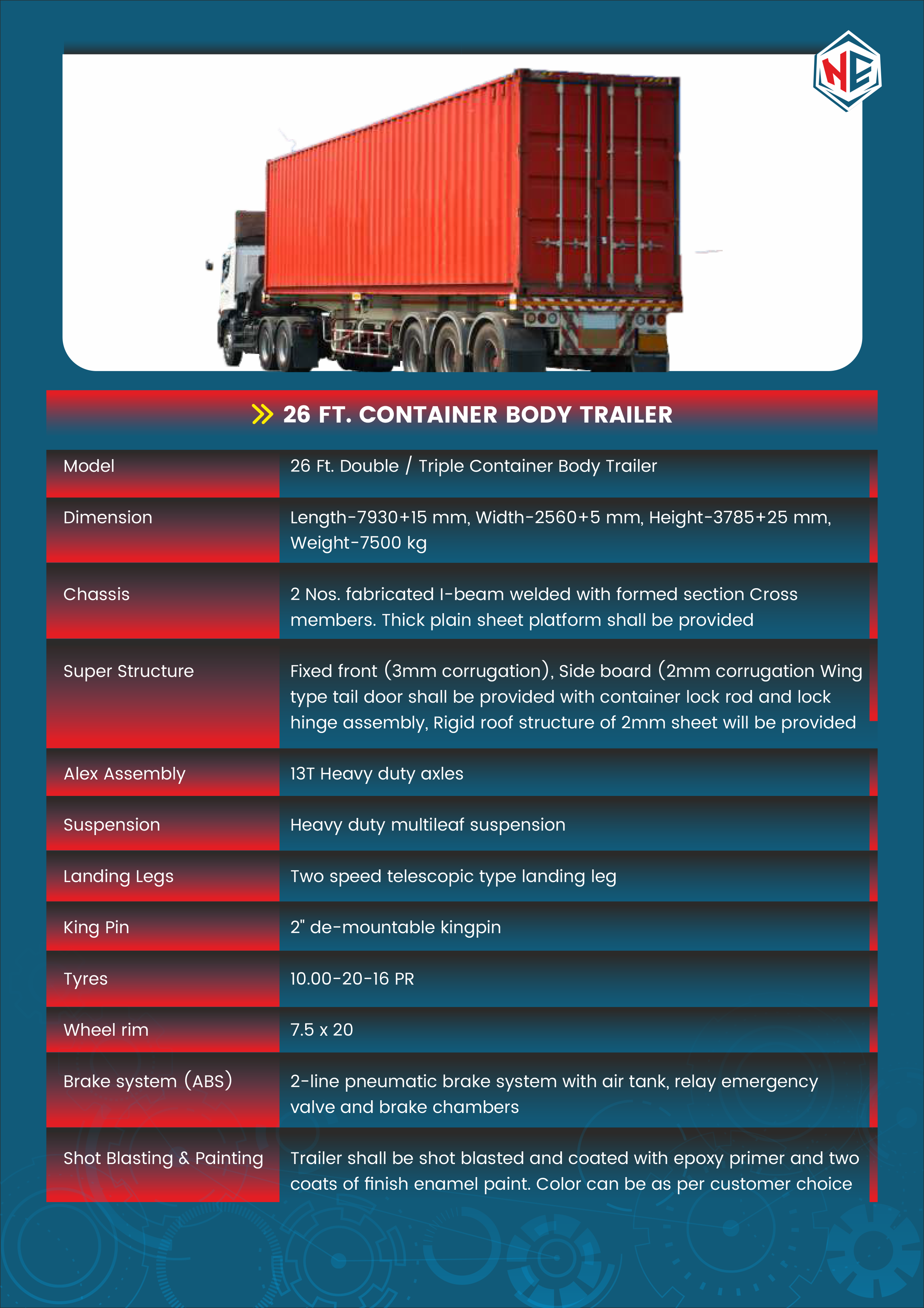 26 FT. CONTAINER BODY TRAILER